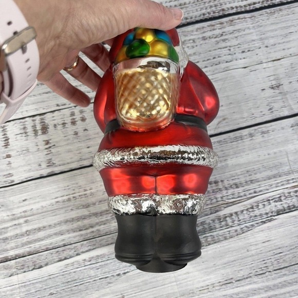 Vintage Department 80 Mercury Glass St. Nick Santa 9" Ornament Handpainted w Box - Picture 9 of 15